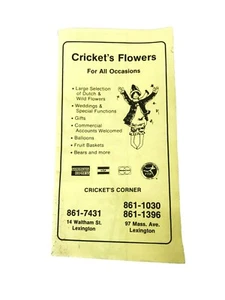 Vtg 1987 Pamphlet Advertising Map Lexington MA Map Cricket's Flowers Century 21 - Picture 1 of 6