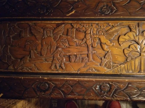 Large Antique Chinese Hand Carved Camphor Wood Chest, Circa 1940s Cover