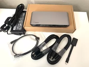 Belkin Thunderbolt 3 Dock Pro F4U097 TT USB-C Docking Station + 2 DP Cables - Picture 1 of 6