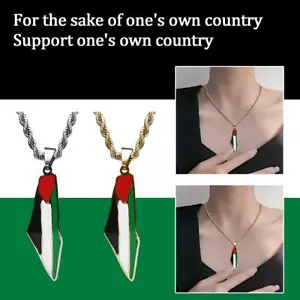*Palestine Flag Map Necklace Pendant steel with 60cm Chain Palestinian - Picture 1 of 17