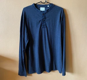 Billy Reid Blue Cotton Blend Long Sleeve Henley Shirt Top Size XL - Picture 1 of 2