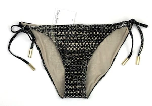 CALVIN KLEIN Snakeskin Print Bikini Bottoms Medium UK 12 BLACK MIX BNWT - Picture 1 of 6