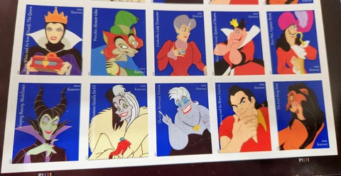 10 "Disney Villains" Forever Stamps 2020 (Face Value $.66) Cover