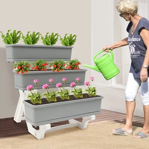 3-st?ckiges Hochbeet mit Pflanzschale Vertikales Gartenhochbeet 72x58x75cm PP - Bild 1 von 20