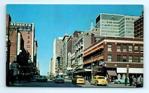 1960s OK Postcard Downtown Shopping District Main Street Tulsa Oklahoma Taxi - Picture 1 of 2