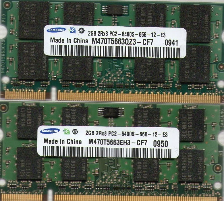 New 4GB 2x 2GB Samsung Series M / P / Q / R DDR2 Laptop/Notebook RAM Memory - Image 1 of 1