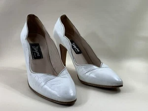 Jaspa Vintage 1980s Court Shoe White All Leather 3.25” Heel UK 3 EU 35.5 - Picture 1 of 22