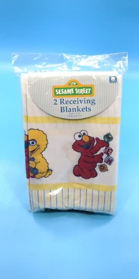 Sesame Street 2 Receiving Fleece Baby Blanket 30"x40" Elmo Poncho RIEGEL Vintage - Image 1 of 4