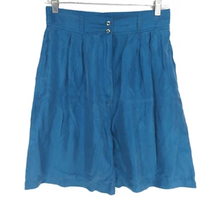 Vintage Forenza Women's Dark Teal M 100% Silk Oversized Flowy Shorts 28W - Picture 1 of 11