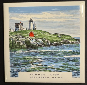 Nubble Light Maine Leuchtturm Urlaub Reise Souvenir Fliese Trivit Wandbehang - Bild 1 von 4