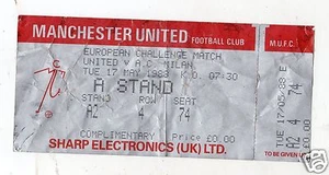 CALCIO BIGLIETTO TICKET EUROPEAN CHALLENGE AMICHEVOLE MANCHESTER MILAN 17-5-1988 - Picture 1 of 1