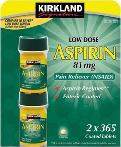 Kirkland Signature Low Dose Aspirin 81mg 730 Tablets 365 Count (2 Pack) EXP12/24
