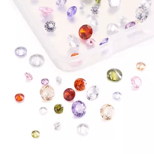 80pc Cubic Zirconia Cabochons Mini Stone Loose Faceted Diamond DIY Craft 2.5~5mm - Picture 1 of 10