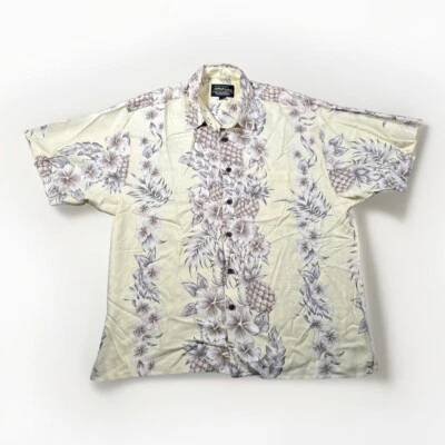 Camisa Colección Hawaiian Reserve Para Hombre XL 100% Seda Marfil Floral Piña Foto 1 de 4