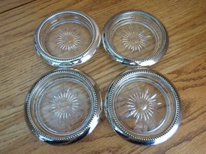Juego de 4 posavasos de vidrio plateado vintage W&S Blackinton - Imagen 1 de 8