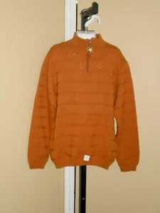 Child's VTG 1970s Brown Patterned Knit Sweater Zipped Neck w/ Star Sz 16 NWT - Picture 1 of 9
