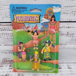 Vintage Pocahontas 4 Small Figures 1995 SOMA Toys Indian Dolls New Sealed - Picture 1 of 10