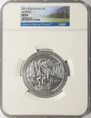 2011-P Olympic National Park ATB 5 oz Silver Quarter 25c NGC SP69 - Image 1 of 4