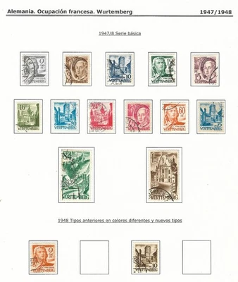 Germany: Wurttemberg: 1947; set basica complete in used, EBA063 - Image 1 of 2