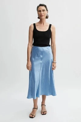 BNWT WILLOW Flared Midi Silk Skirt In Light Blue - Size 10 - image 1 of 3
