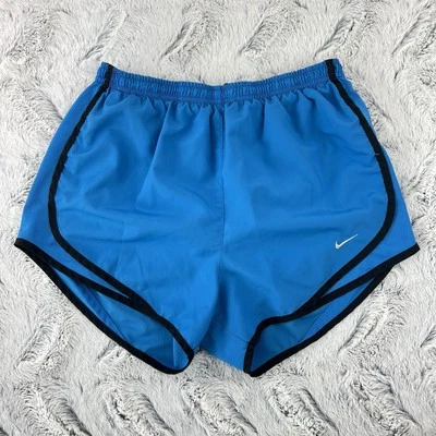 "Pantalones cortos para correr Nike Dry Tempo para mujer 624278 azul negro blanco con logotipo forrados pequeños 3""" Foto 1 de 4