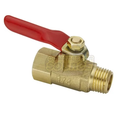 1/4" Male Female NPT Brass Ball Valve Water Moisture Air Tank Drain Shut Off - Image 1 of 4