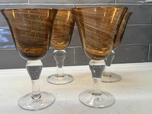 4 copas de agua Artland Shimmer ámbar oro bronce brillante remolino 8" ¡Como nuevas! Difícil de encontrar! - Imagen 1 de 8