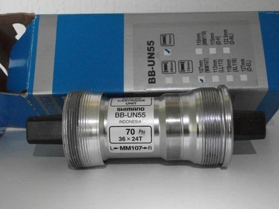 Shimano Bottom Brackets (BB-UN55) Square Taper 70mm x 107mm 36x24 ITA  ( rare ) - Image 1 of 4