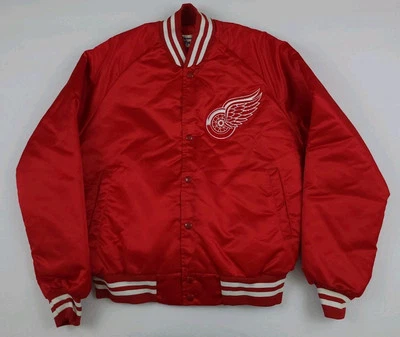 Vintage Detroit Red Wings Chalk Line Satin Bomber Jacket NHL Rare USA 90s Sport - Image 1 of 4