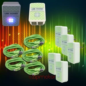5X 4 USB PORT WALL ADAPTER+6FT CABLE POWER CHARGER SYNC GREEN GALAXY NOTE NEXUS - Bild 1 von 1