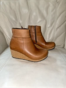 Birkenstock Papillio Ebba Wedge Boots Women's EU 36 US 5 5.5 Leather Brown - Picture 1 of 12