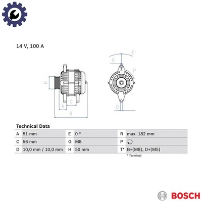 ALTERNATOR 0 986 043 680 FOR VAUXHALL TIGRA/Mk CORSA/VAN VECTRA CORSAVAN  OPEL - Image 1 of 4