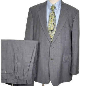 Brooks Brothers 346 Suit Men 46L 35W 32L Gray Blue Plaid Stretch Two Button - Picture 1 of 21