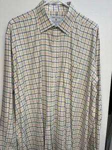 Camisa de campo Joseph Turner para hombre 18/37 algodón cepillado azul/amarillo a cuadros usada en excelente estado - Imagen 1 de 10