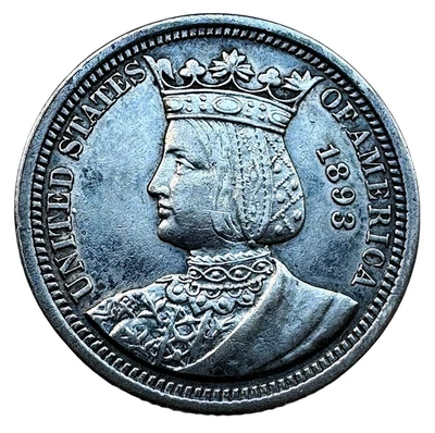 US 1893 Isabella Commemorative Quarter Silver 25 C AU Details Nice Toning - Image 1 of 2