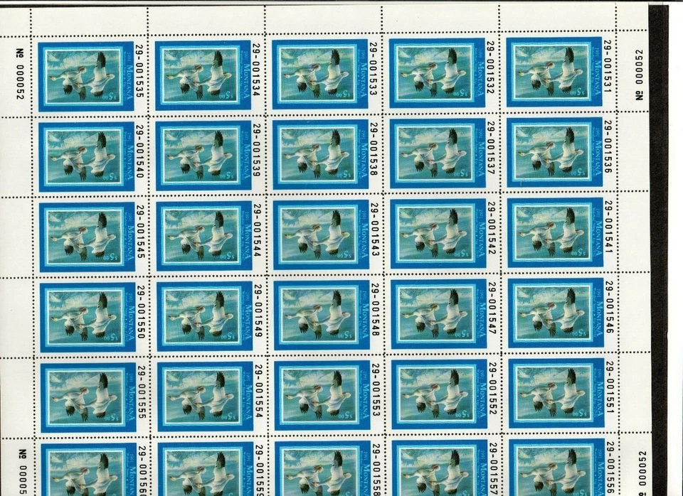 1991 Montana MT06 MT6 Snow Geese Sheet of 30 MNH Free Shipping in the USA!! - Image 1 of 1