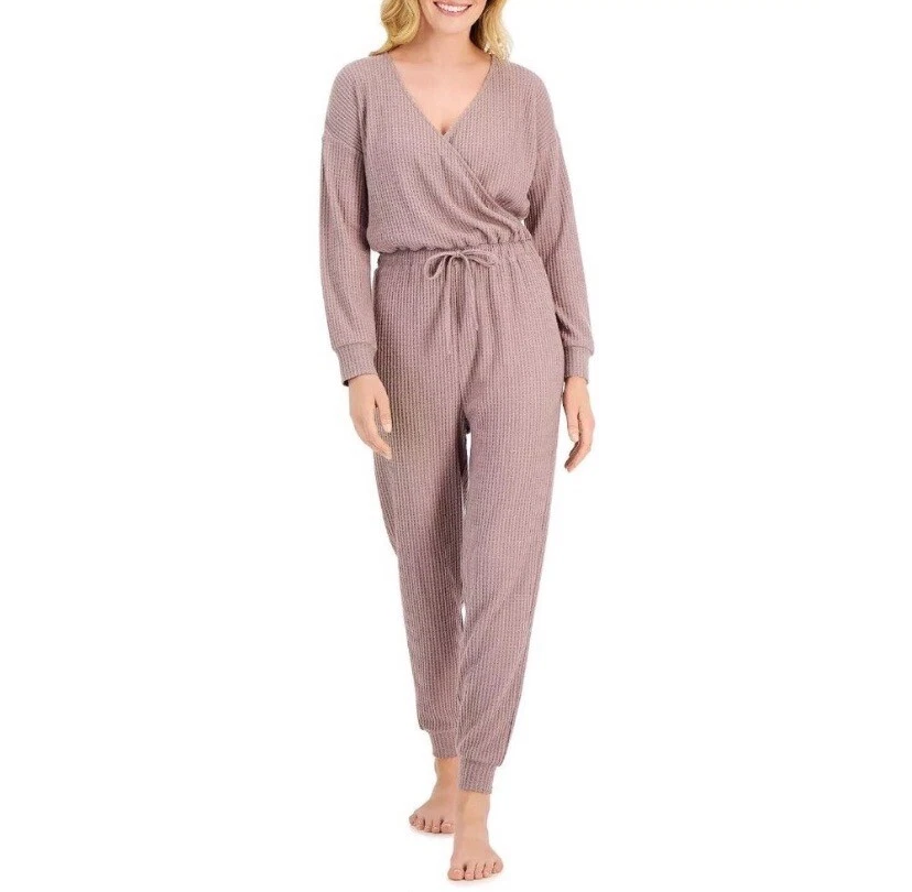 Alfani Women's Size XXL Long Sleeve Tie Waist Sleep Jumpsuit Purple