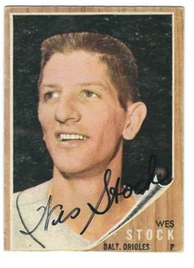 Carta autografata 1962 Topps #442 WES STOCK Baltimore Orioles con certificato di autenticità - Foto 1 di 1