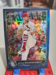 Adam Wainwright 2022 Topps Chrome Ben Baller Blue Refractor 67/75. Cardinals