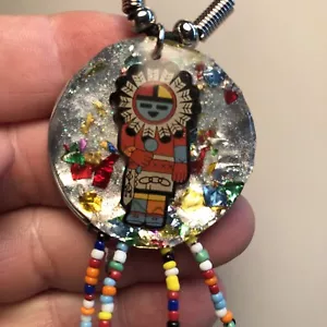 Vintage Kachina Earrings And Necklace Set , American Indian Hand Made By Gary - Picture 1 of 4