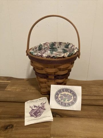 Vintage Longaberger 1994 May Series Lilac Basket w/ , Liner, Insert Signed Dated Cover