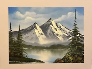Bob Ross style landscape original oil painting “Mountain Landscape ” 16x20 In - Picture 1 of 5