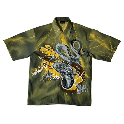 City Impact Mens Vintage Button Up Dragon Lightning Shirt Size Medium - Image 1 of 4