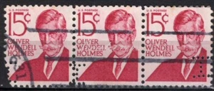 Perfins USA 1965, Sc1288 3x 15c Oliver Wendel Holmes. Used I - Picture 1 of 3