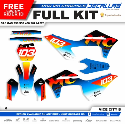 GAS GAS MC EC 2021 2022 Super Durable MX Graphics Decals Stickers Kit  Decallab - Image 1 of 4