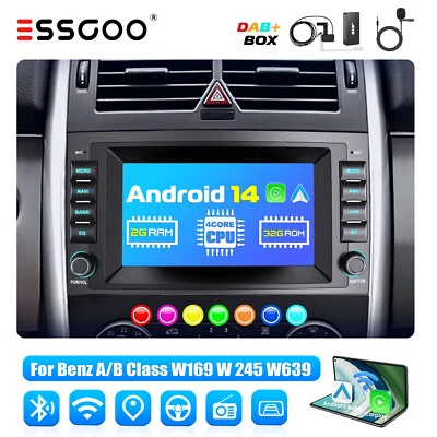 Autoradio 2+32G Android 14 Apple Carplay GPS DAB+ Für Mercedes Benz A/B-Klasse - Bild 1 von 4
