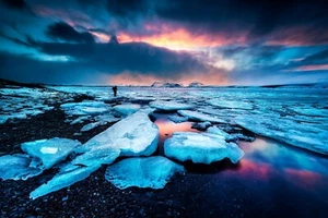 Photo Art Wall Mural-ICE BEACH-(6507)-NON WOVEN-Wallpaper-Nature Sky Sea XXL - Picture 1 of 1