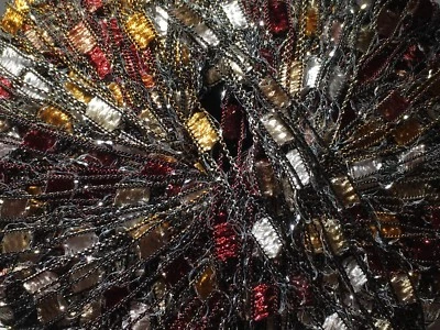 DARK HORSE YARNS Harvest Moon Ladder Yarn Dark Horse Beautiful #B115 Maroon Gold White Silver 50g