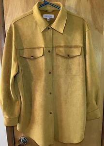 PHILOSOPHY,Gold Suede Fiber Western Long Sleeve Shirt, Gold Snap Buttons,Men’s L - Picture 1 of 3
