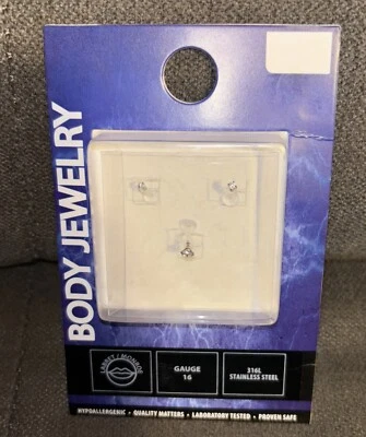 Body Jewelry💎Sterling Silver 16G Multi Shape Cubic Zirconia Labret & Monroe 3Pk - Image 1 of 4